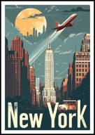 A2 KOLOROWY PLAKAT OBRAZ NOWY YORK NEW YORK USA, VINTAGE RETRO