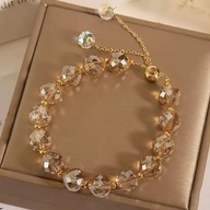 BRANSOLETKA DIAMENTY szklane jasne złotoKRYSZTAŁAMI DIAMENCIKI VINTAGE