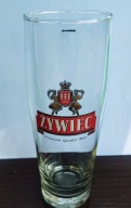 szklanka ŻYWIEC, 0,5L, z kreską poj. , złote logo, białe choinki