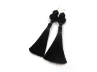 KOLCZYKI SUTASZ długie czarne chwost 100%hand made