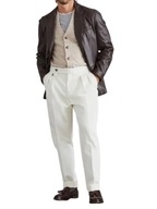 Spodnie męskie old money retro – eleganckie - Białe