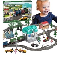 Kolejka Elektryczna Pociąg na Baterie Lokomotywa Tory Most Akcesoria WOOPIE