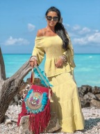 ZOCCO Maxi komplet spódnica z bluzką hiszpański styl SŁOMKOWY