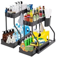 ORGANIZER POD ZLEW 2 POZIOMOWY WYSUWANA PÓŁKA STOJAK REGAŁ DO KUCHNI CZARNY