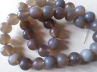 H2- AGAT SZARY - kula - 10mm - sznur (14sztuk)