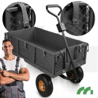 WÓZEK OGRODOWY TRANSPORTOWY PRZYCZEPKA TACZKA OGRODU PLANDEKA DO 400KG 100L