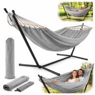 HAMAK ZE STELAŻEM OGRODOWY 2 OSOBOWY MOCNY METALOWY STOJAK 250KG NA TARAS