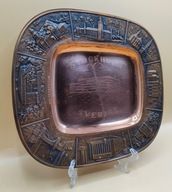 Vintage miedziana tabliczka Szwecja Sztokholm 21cm