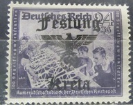 Niemcy stary znaczek z nadrukiem Twierdza Kreta (9/44