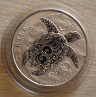 TURTLE - ŻÓŁW FIVE 5 $ DOLARÓW 2015 NIUE - 2 OZ 999 - 2 UNCJE SREBRA, ŁADNY
