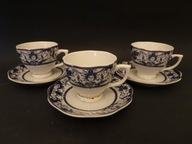 Filiżanki i spodki Belle Epoque, 3 sztuki, porcelana PRL, vintage