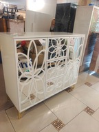 Komoda biała, lustrzana, stylowa, Glamour, dekor