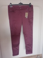 spodnie dżins shaping ankle length slim 42 fiolet oberżyna proste suwaczki