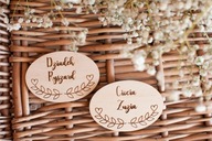 Winietka podziękowanie Ślub, Komunia, Chrzest grawerowana sklejka skrzydła