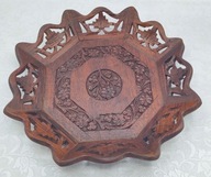 Rzeźba z drewna - wyjątkowy półmisek BOGATO rzeźbiony INDIE - śliczny STARY