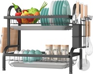 OCIEKACZ SUSZARKA DO NACZYŃ DWUPOZIOMOWA STOJĄCA METALOWA PÓŁKA REGAŁ