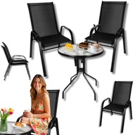 ZESTAW MEBLI BALKONOWYCH 2 KRZESŁA + STOLIK KOMPLET NA BALKON DO OGRODU