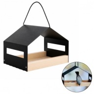 NOWOCZESNY KARMNIK, DOMEK DLA PTAKÓW, DUŻY METALOWY, DREWNIANA PODSTAWA