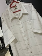 V Koszula DukeLinen biała ecru duża złota krata obszerna 3XL