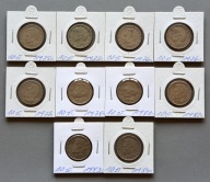 10 ZŁOTYCH PRUS, MICKIEWICZ 1975-1984 KOMPLET W HOLDERACH ZESTAW 10 SZT.