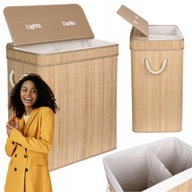 POJEMNIK KOSZ BAMBUSOWY NA PRANIE BIELIZNĘ 2 KOMORY DUŻY ORGANIZER 100L