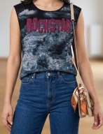 Koszulka bez rękawów FB Sister XS nadruk ROCKSTAR fason oversize