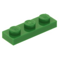 Lego Płytka, Plate 1x3 Zielona 3623 4107758 6szt Nowe
