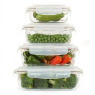 ZESTAW 4X SZKLANE POJEMNIKI 370–1500ML HERMETYCZNE LUNCHBOX EKO