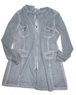 NILE_Piękna BLUZA_szara stalowa cieniowana zamek kaptur bawełna długa_44