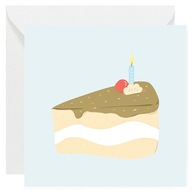 Kartka okolicznościowa Urodzinowa - Tort ze świeczką - 14x14 cm