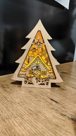 Drewniany lampion choinka 3D 3x wzory grawer pokazowy