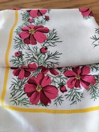 PRL lniany obrus tkany super serweta 100x97 wyrazisty print cacko