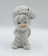 ŁOBUZIAK chłopczyk z porcelanowy biało - złoty