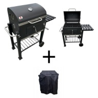 Duży Grill Węglowy XXL z Pokrywą Ruszt Żeliwny 113cm + Pokrowiec Gratis