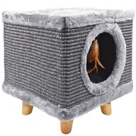 DRAPAK dla kota NISKI na nóżkach z ZABAWKĄ DOMEK z LEGOWISKIEM STABILNY