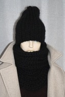 KOMPLET CZAPKA golf RĘKODZIEŁO MOHER czarny