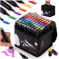 MARKERY ALKOHOLOWE 80 SZT DWUSTRONNE FLAMASTRY PISAKI ZESTAW NUKIDO