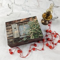 Drewniana szkatułka z okienkiem - rękodzieło