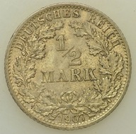 Cesarstwo Niemieckie - 1/2 marki 1907 A - SREBRO