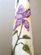 bzy - gałazka bzu na desce - olej- szpachelka-pędzel