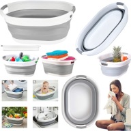 SKŁADANA DUŻA MISKA NA PRANIE SILIKONOWA KOSZ NA PRANIE OKRĄGŁA 25L SZARA