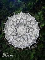 Mandala ecru 50cm-szydełkowa rozeta reliefowa /dekoracja okienna/ Juka