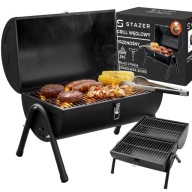 GRILL WĘGLOWY OGRODOWY PRZENOŚNY TURYSTYCZNY SKŁADANY Z POKRYWĄ BECZKA