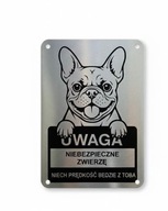 Tabliczka uwaga pies buldog francuski , duży wybór ras