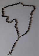 Stary czarny różaniec z drewnianych koralików | vintage