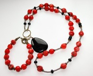 Komplet biżuterii, naszyjnik, bransoletka, kamienie naturalne.