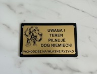 Tabliczka uwaga pies Dog niemiecki Srebrna lub złota duży wybór wzorów