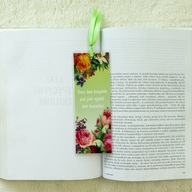 Zakładka do książki z kwiatami i sentencją, rękodzieło