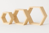 Półka-heksagon duży drewniany plaster miodu – dekoracja ścienna