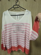 Bluzka sweterek dzianina, paski r. Uni wiskoza Italy !!!